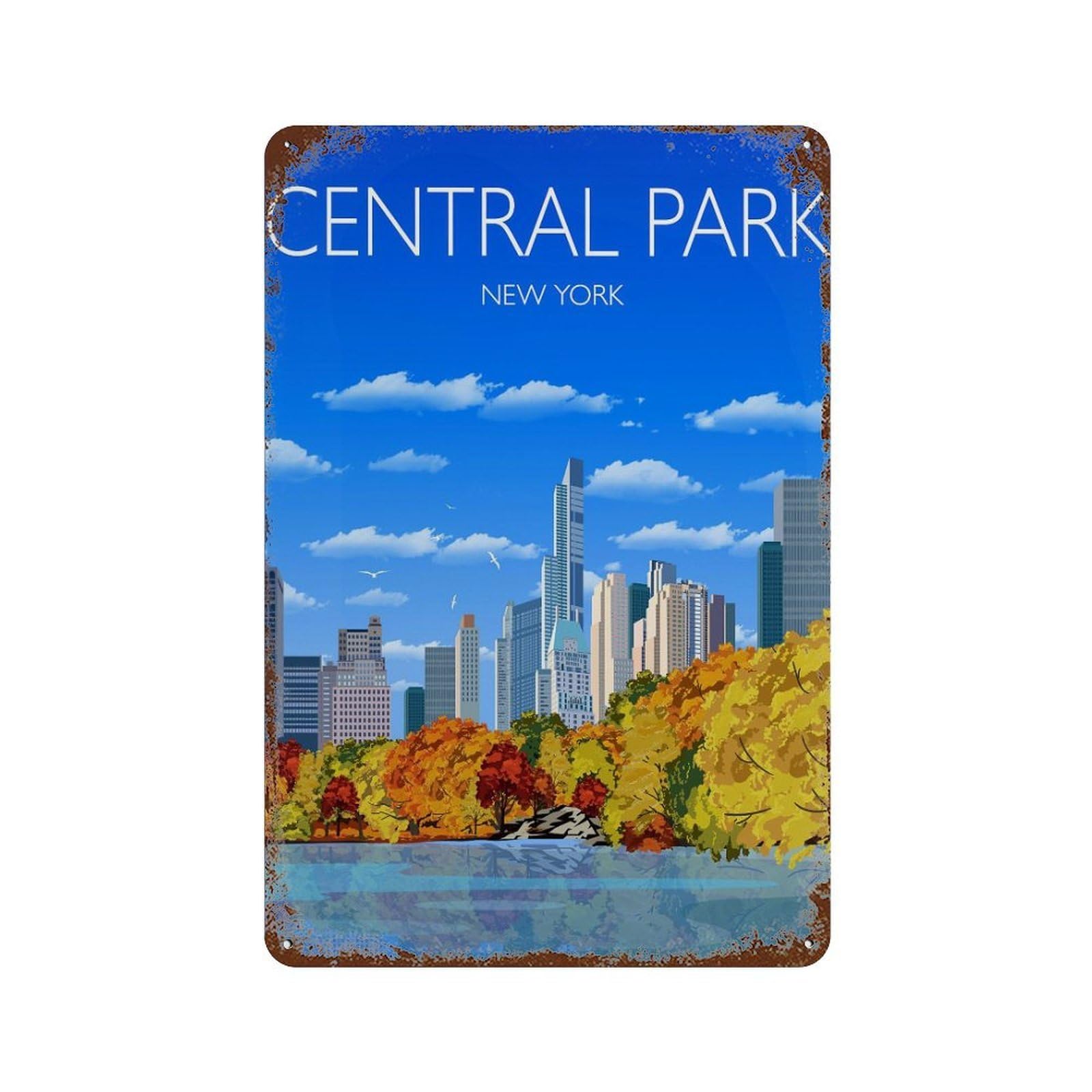 xiaoxiaoshen Travel of Central Park New York City USA Cityscape (2) Wall Decor Art Metal Tin Poster Modern Home Decor Art Home Bar Shop Decorations Vintage Sign 30x20cm