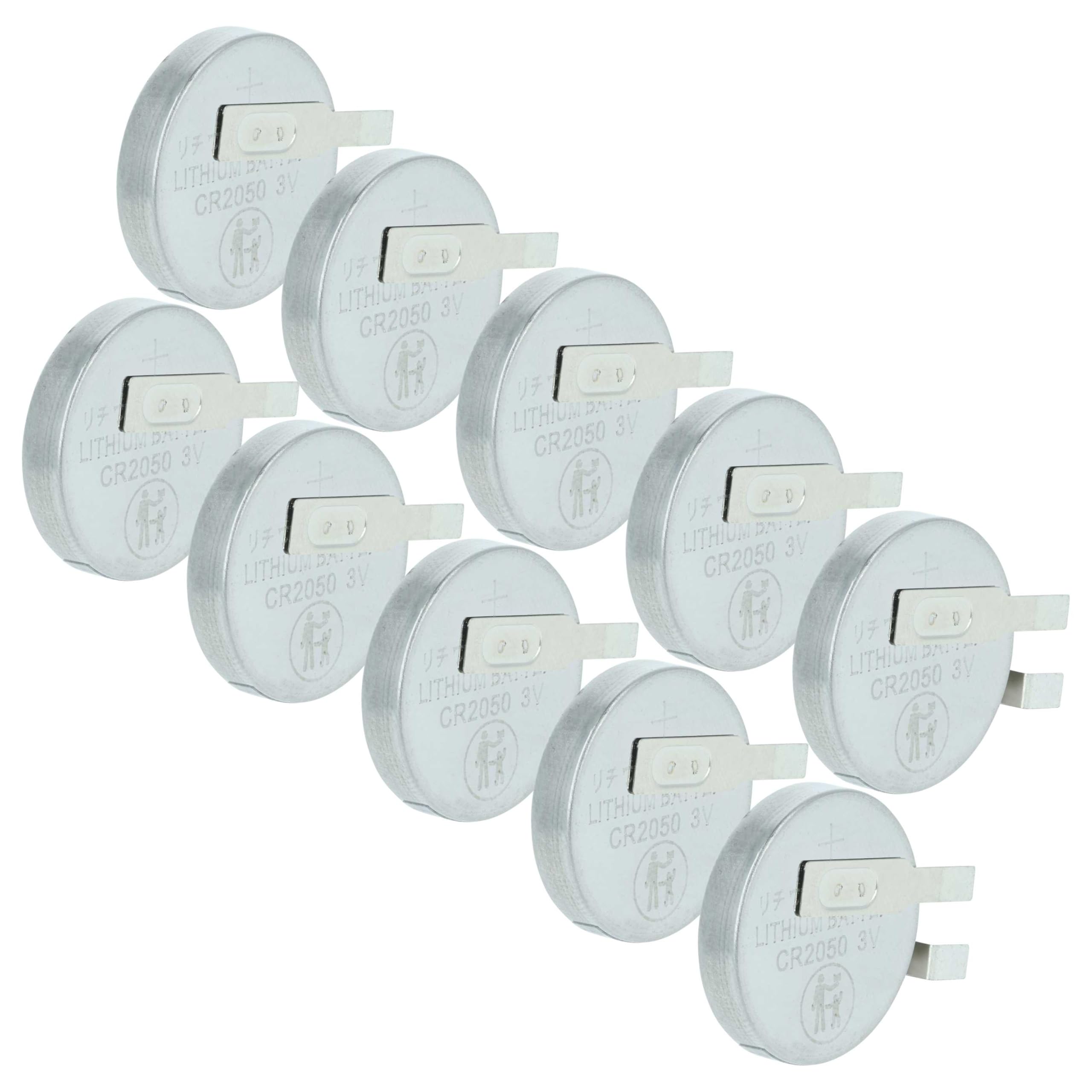 vhbw 10x Li-Ion Batería de botón de Repuesto reemplaza Maxell CR2050HR 350 mAh 3 V Compatible para lámparas solares, etc.