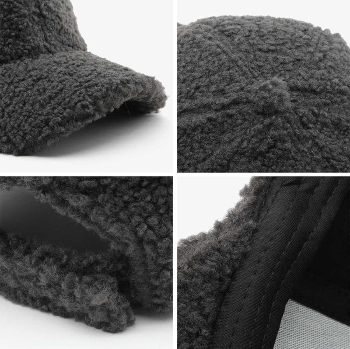 Winter Baseball Cap for Women Lamb Wool Solid Color Warm Visor Teddy Fleece Hat for Outdoor Travel Adjustable