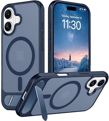 Temdan Designed for iPhone 17 Pro Case, [Built-in Invisible Kickstand][Compatible with MagSafe][Military Grade Shockproof] Slim Translucent Matte Phone Case for iPhone 17 Pro 6.3 inch (Black)
