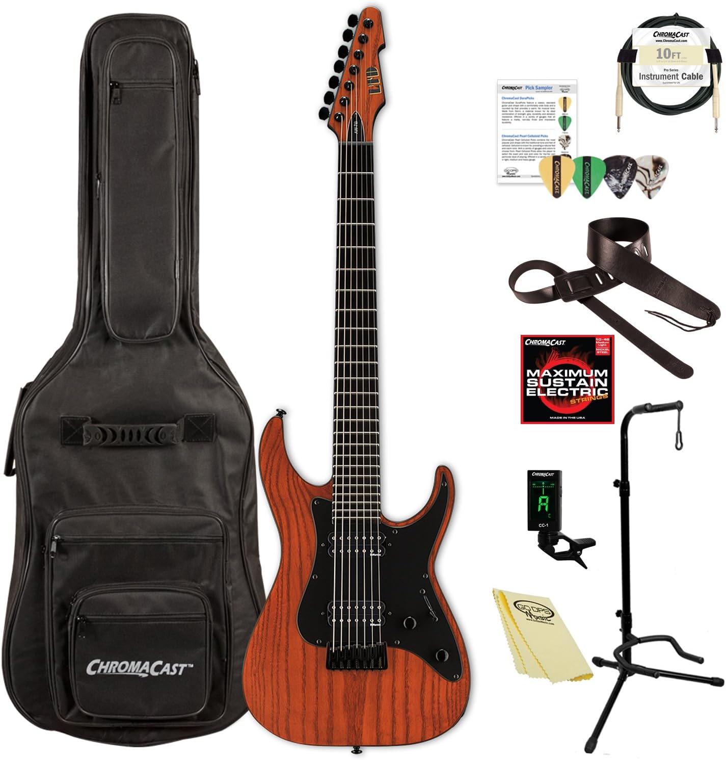 ESP LAW7BPBS-KIT-1 Alex Wade Signature Series7 String Baritone Electric Guitar, Padauk Brown