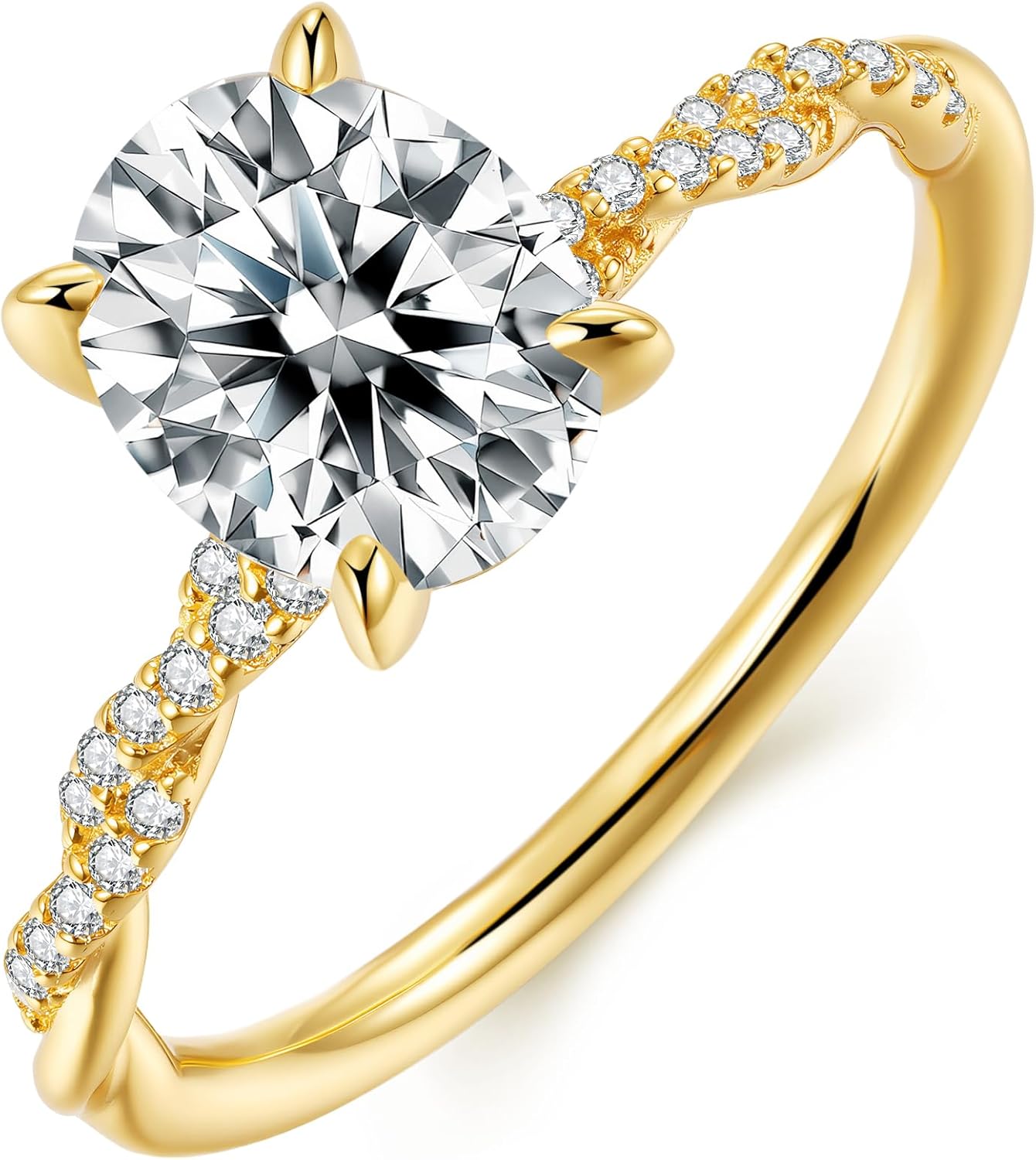 1.5CT / 2CT Moissanite Engagement Ring for Women Oval Cut 14K Gold Vermeil Plated S925 Silver Wedding Promise Ring Valentine's Day Mother's Day Anniversary Christmas Gift for Her Size 5 to 12