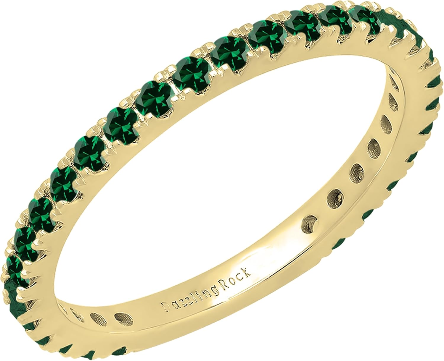 Dazzlingrock Collection 10K Round Lab Created Gemstone & Diamond Ladies Bridal Wedding Band, Yellow Gold