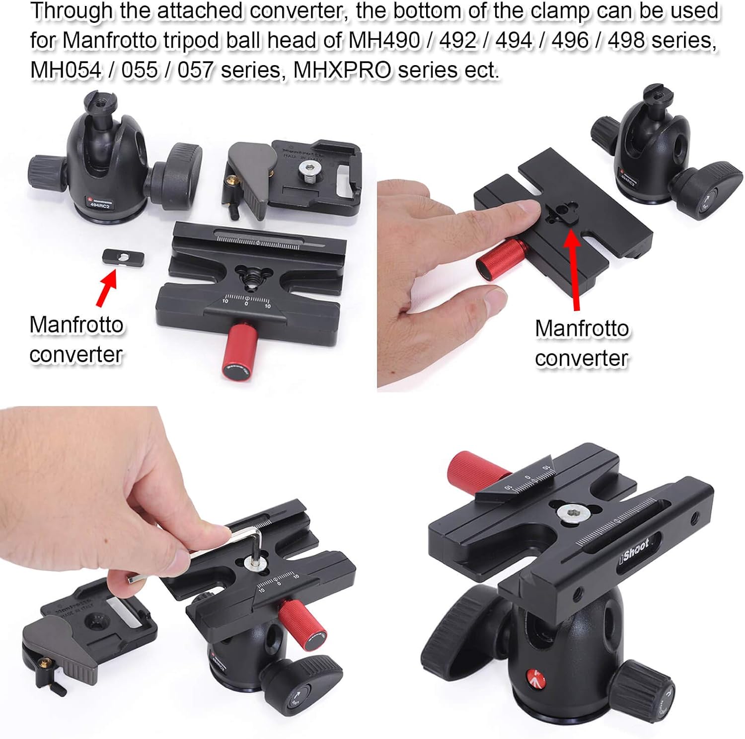 Camera Quick Release Plate QR Clamp with 3/8 inch Screw Hole Compatible for Sunwayfoto Benro Sirui Marsace Manfrotto Gitzo Arca-Swiss Standard Quick Release Plate and Tripod Head