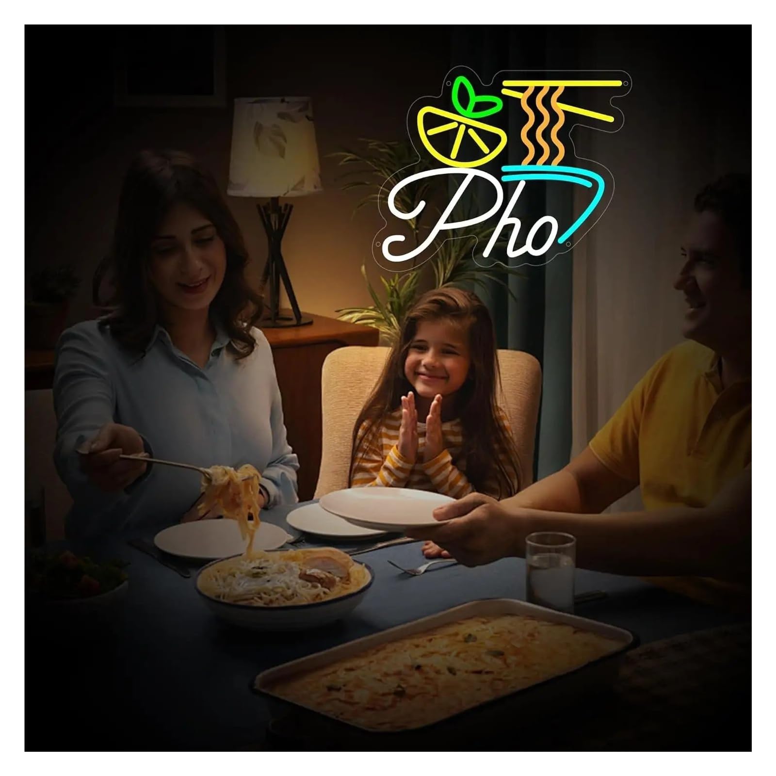 Hängende Kunst Leuchtreklamen "Pho"Neonschild, USB-dimmbare LED-Leuchten Für Vietnam, Nudeln, Laden, Restaurant, Küche, Geschäftszimmer, Dekoration, 38x30.12cm