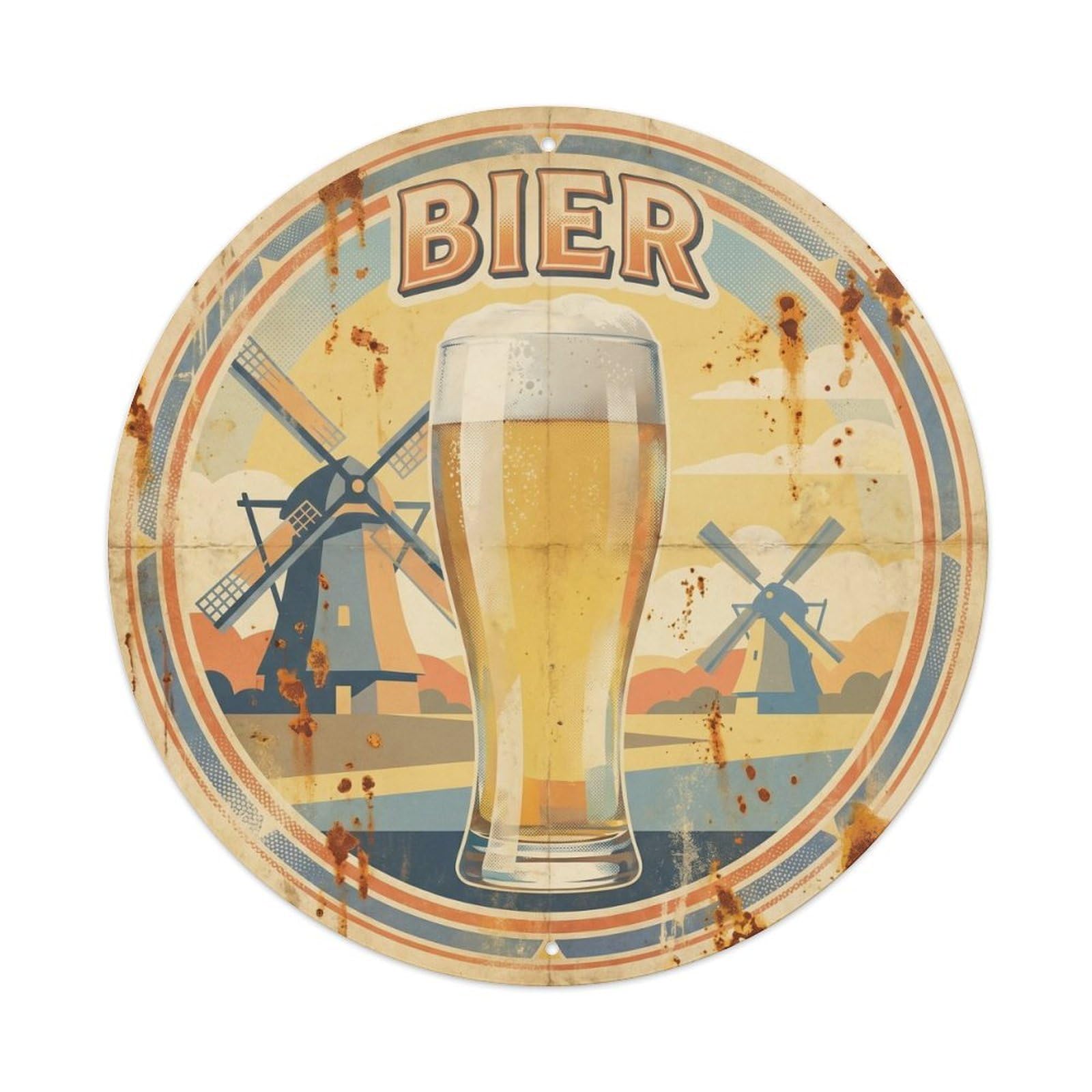 Screenprint Travel Dutch Beer Brew House Drink Culture Metal Tin Sign