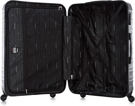 WITTCHEN Sturdy Hand Luggage Trolley case Travel case Navy Blue ABS Hard Shell Trolley 4 Wheels Combination Lock, Black, Large Suitcase, Modern