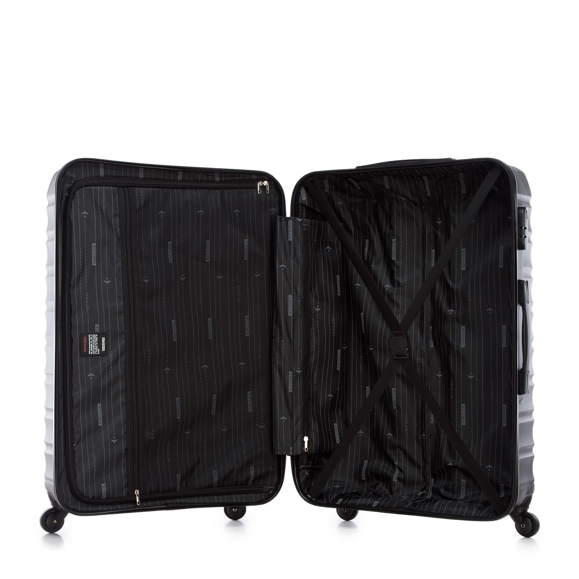 WITTCHEN GROOVE Line Stabile Valigia Grande Trolley Valigia da Viaggio Trolley Rigido in ABS 4 Ruote Serratura a Combinazione Manico Telescopico Taglia L Nero