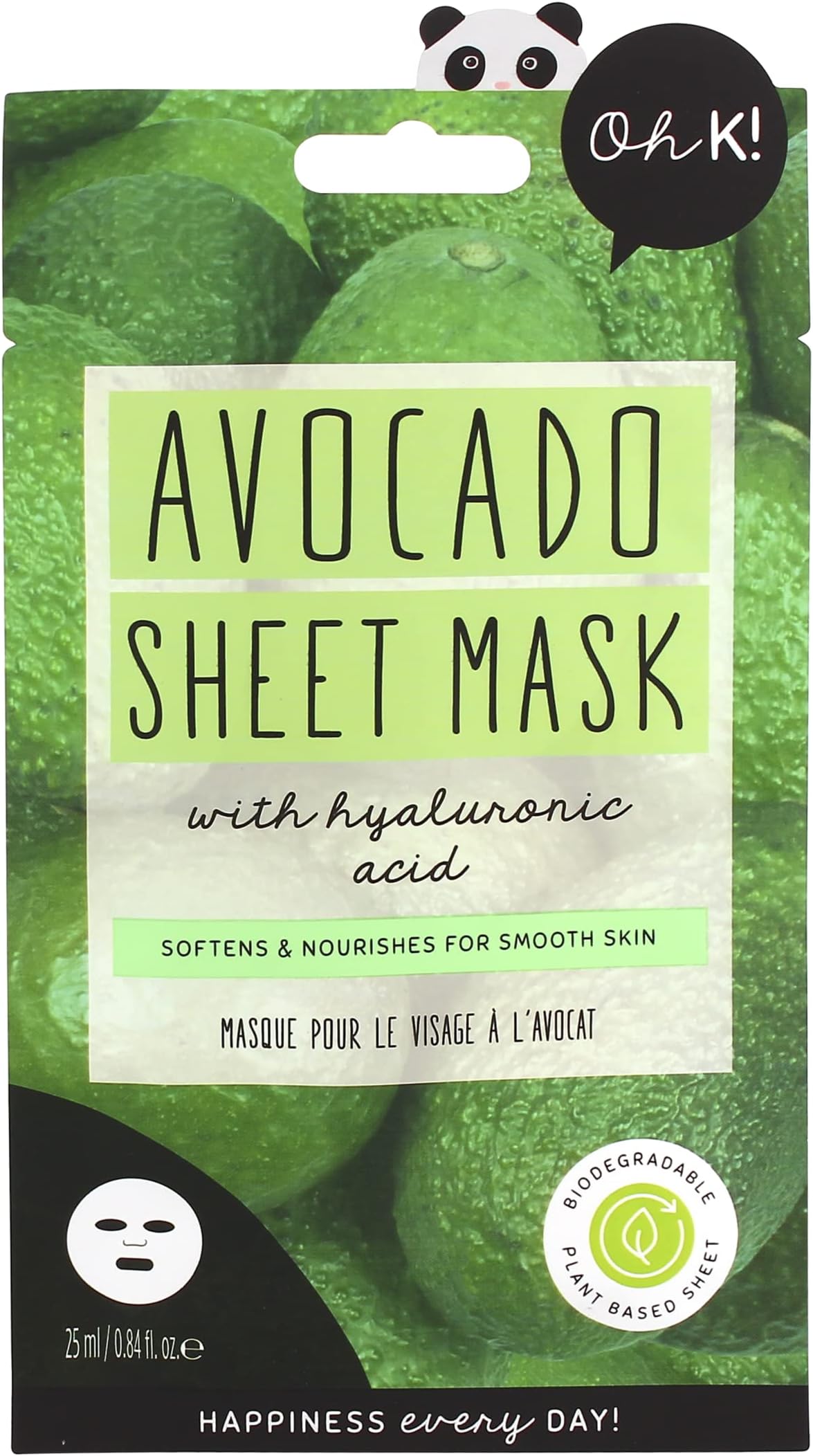 Sheet Mask - Avocado - Moisturizing Face Mask - Hydrating Face Sheets - Rich in Hyaluronic Acid, Avocado Extract - Korean Skincare - 1 Pc