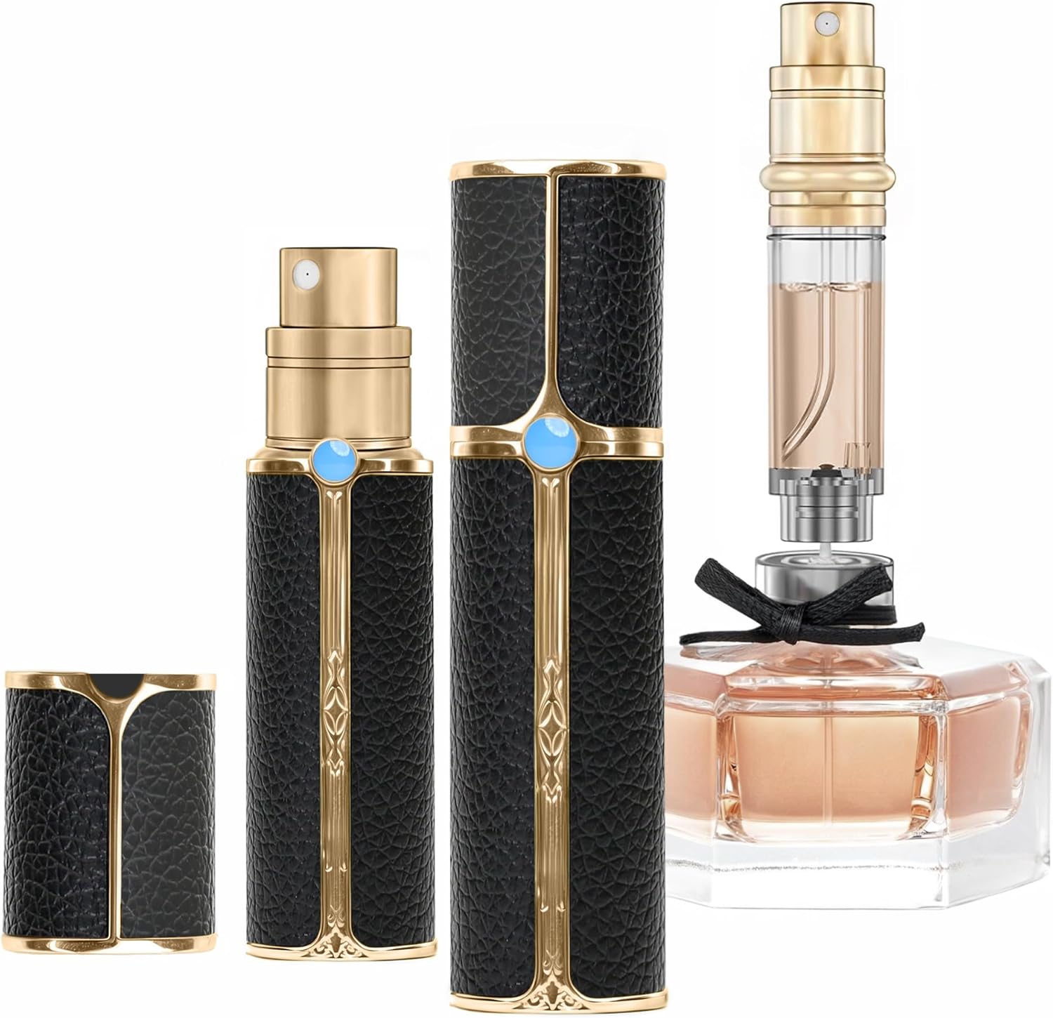 CF01BKG Leather Perfume Bottle 10ml – Bottom-Fill Refillable Dispenser, Leak-Proof & Portable for Men & Women, Ideal for Travel, Gifting & Daily Use (CF01BKG)