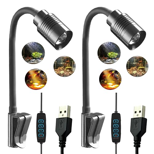 2 Lámparas para Acuario (Cristal de Sujeción de 0,9 Mm), Cambio de Color de Enfoque Ajustable