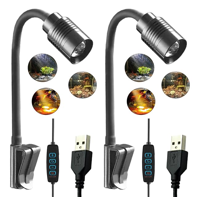 2 Lámparas para Acuario (Cristal de Sujeción de 0,9 Mm), Cambio de Color de Enfoque Ajustable