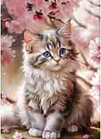 Kit Diamond Painting Gatto 30x40cm - Pittura Diamante 5D Con Fiori - Per Adulti E Principianti - Foto 6