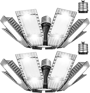 Fucoda 250W Ultra Bright LED High Bay Light 35000LM LED Shop Light 8 Adjustable Panels E26/E27/E39 Deformable LED Bulbs Workshop Barn Shop Garage Warehouse Lighting- 2 Pack