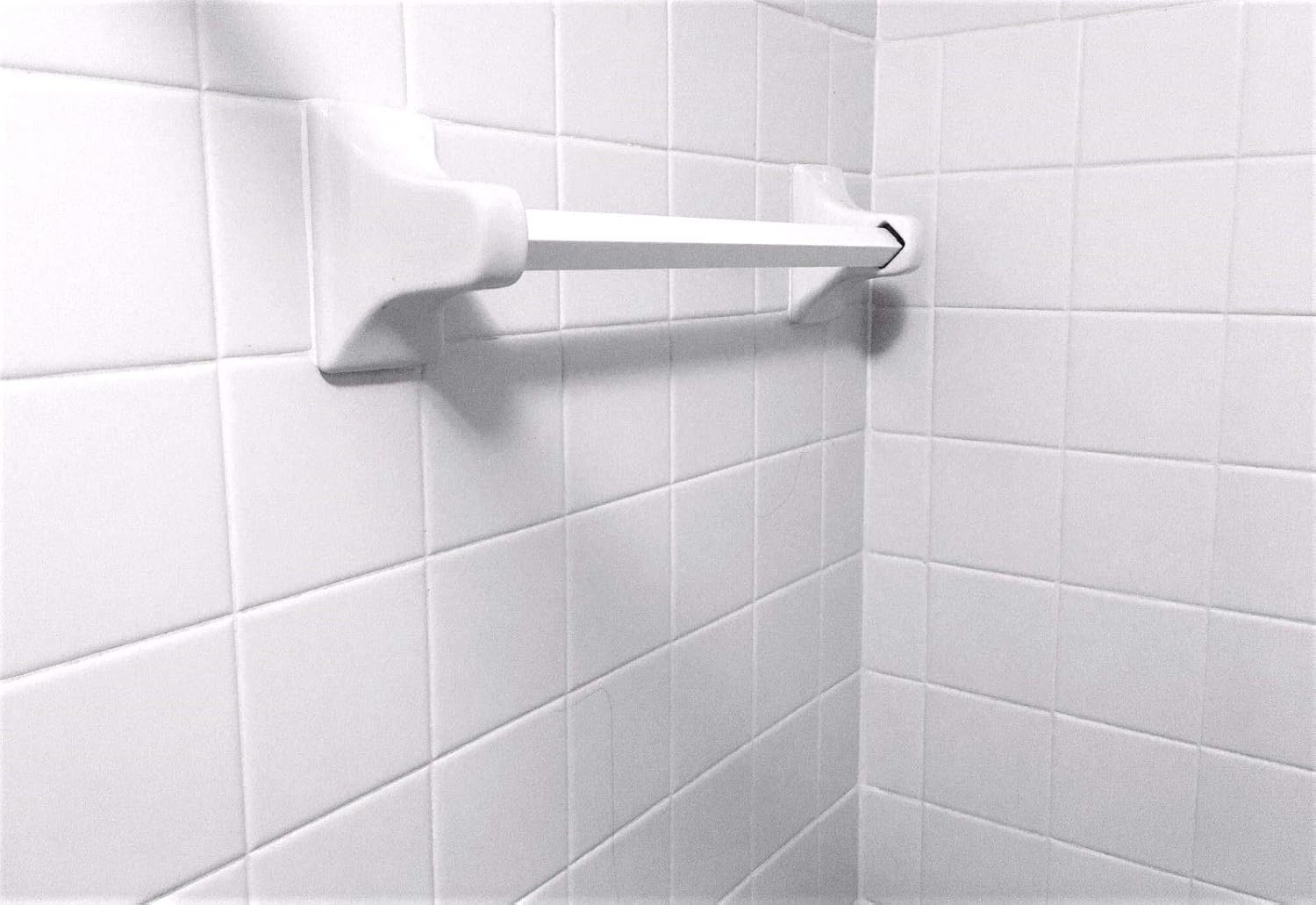 24" Towel Bar White Glazed Ceramic Tub Shower Bath Accessories Wall Bath (THINSET OR Adhesive Mount, NO Need for Hardware, IT is NOT SELF-Adhesive)