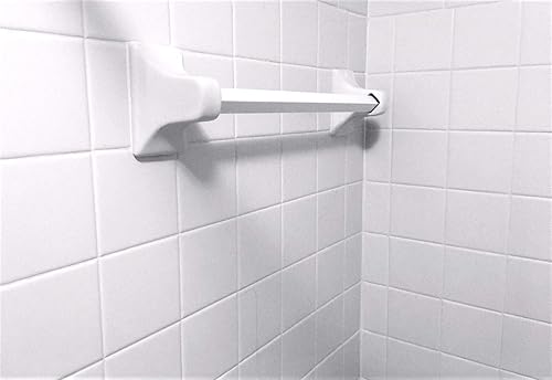 Miniatura 4 de Toallero de 24 pulgadas de cerámica esmaltada blanca para bañera, ducha, accesorios de baño de pared (montaje en acabado o adhesivo, no necesita