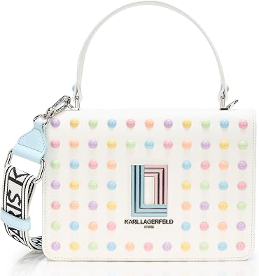 KARL LAGERFELD Womens Simone Studded Satchel Crossbody