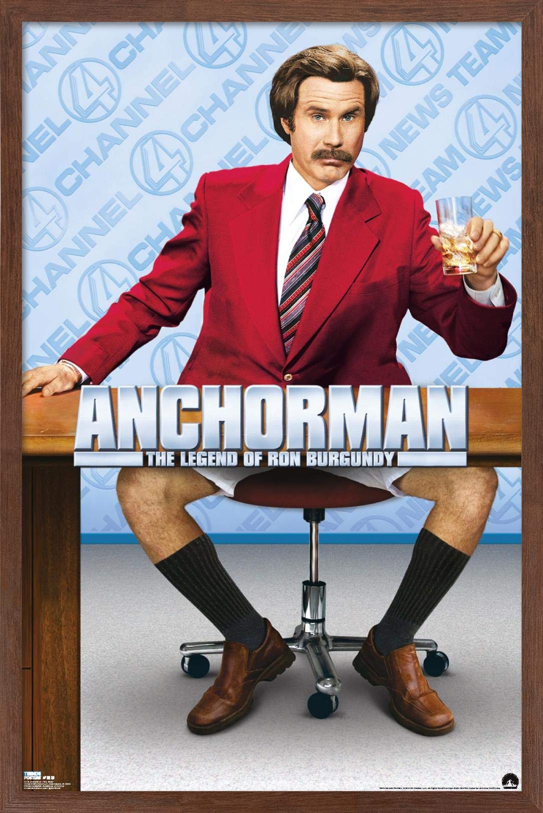 Poster mural Anchorman version encadrée acajou : le cadeau idéal pour cinéphiles