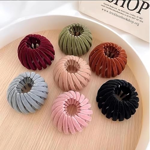 Bird Nest Magic Hair Clip, 7PCS Lazy Plate Hairpin,Velvet Expandable