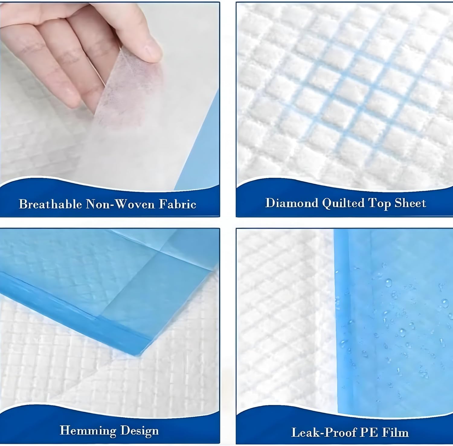Welcoming Hands Disposable Bed Pads 23 x 36 in (100 Count) Leakproof Adults Incontinence Underpads, Extra Large Thicken Chucks, Heavy Duty Absorbent Puppy Training Pee Pads