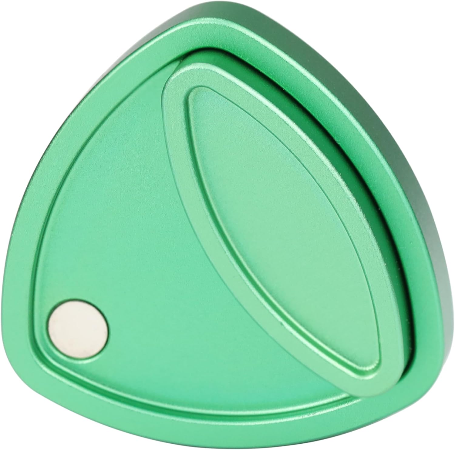 FREELOVE Metal Magnetic Fidget Toys Slider for Adults, Pivot Sliding Magnet Clicker, Compact Triangle Haptic Coin, Quiet Operate for Stress Relief Anxiety (Aluminum Green)