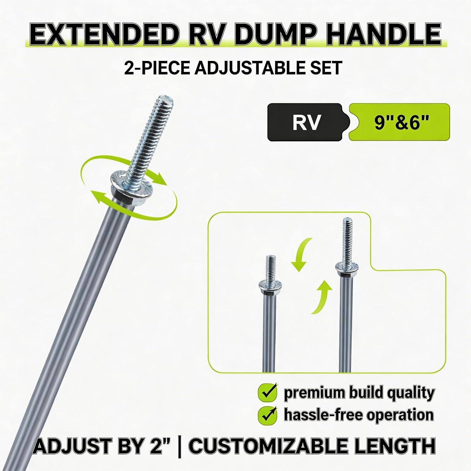 Waste Valve Extension Tube Kit 9" & 6", Waste Valve Tube Extension Kits for RV, Facilitating Waste Management, Compatible with RV Sewer Hose Kit, RV Sewer Valve Handle Replacement, 2 Set