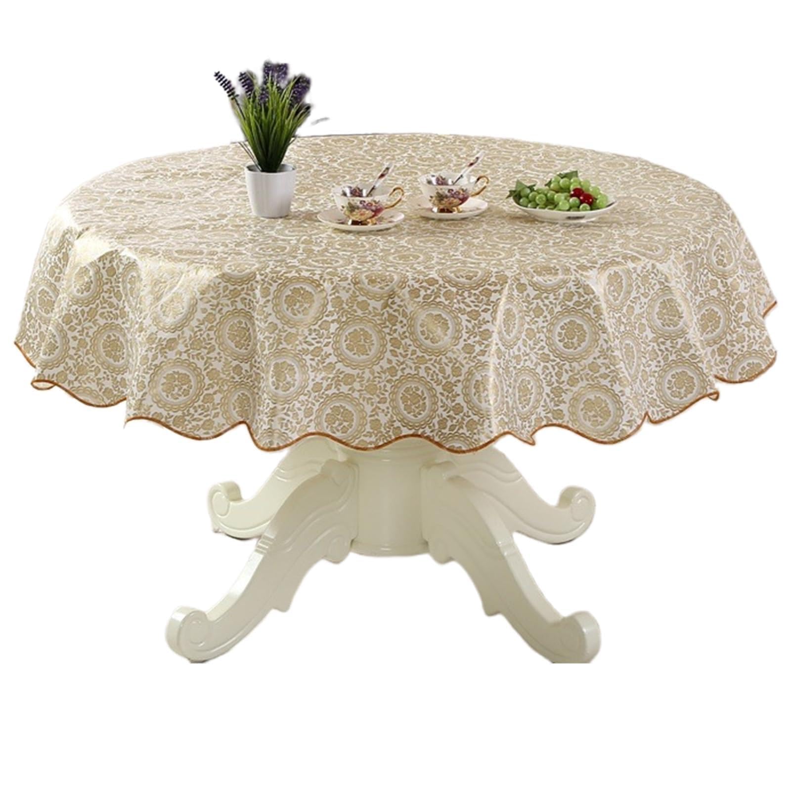Nucelit Easy Care PVC Round Tablecloth with Colorful Floral Design Oilproof and Waterproofs Table Cloth for Various Occasion Table Covers