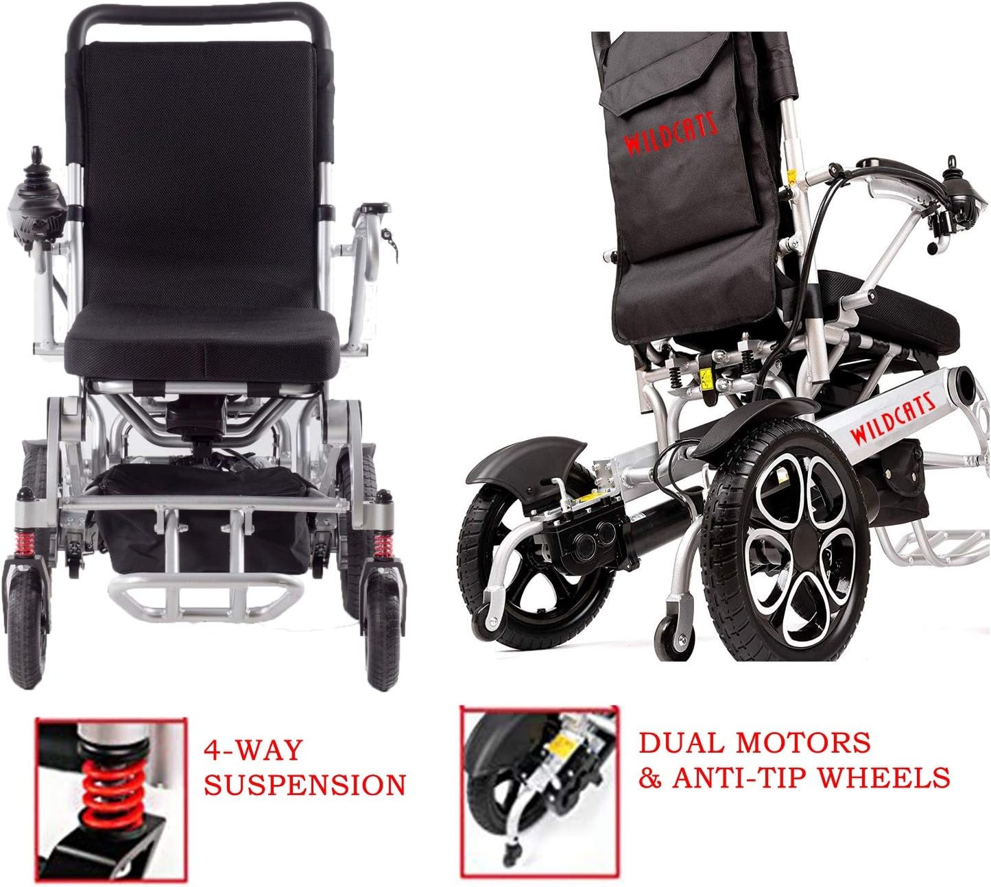 Rubicon Premium Lightweight Electric Wheelchairs. All Terrain,Dual Power Motors, Foldable, Travel Power Wheelchair for Adults. Silla de Ruedas Electrica. (Premium - Heavy Duty) : Health & Household
