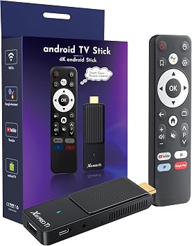 Android TV Stick 14.0, 2025 4K TV Stick 2GB RAM 16GB ROM Ultra HD RK3518 CPU Supports 2.4G/5G Wi-Fi Bluetooth 5.0 USB HDR10 with Bluetooth Voice Remote Control - Black