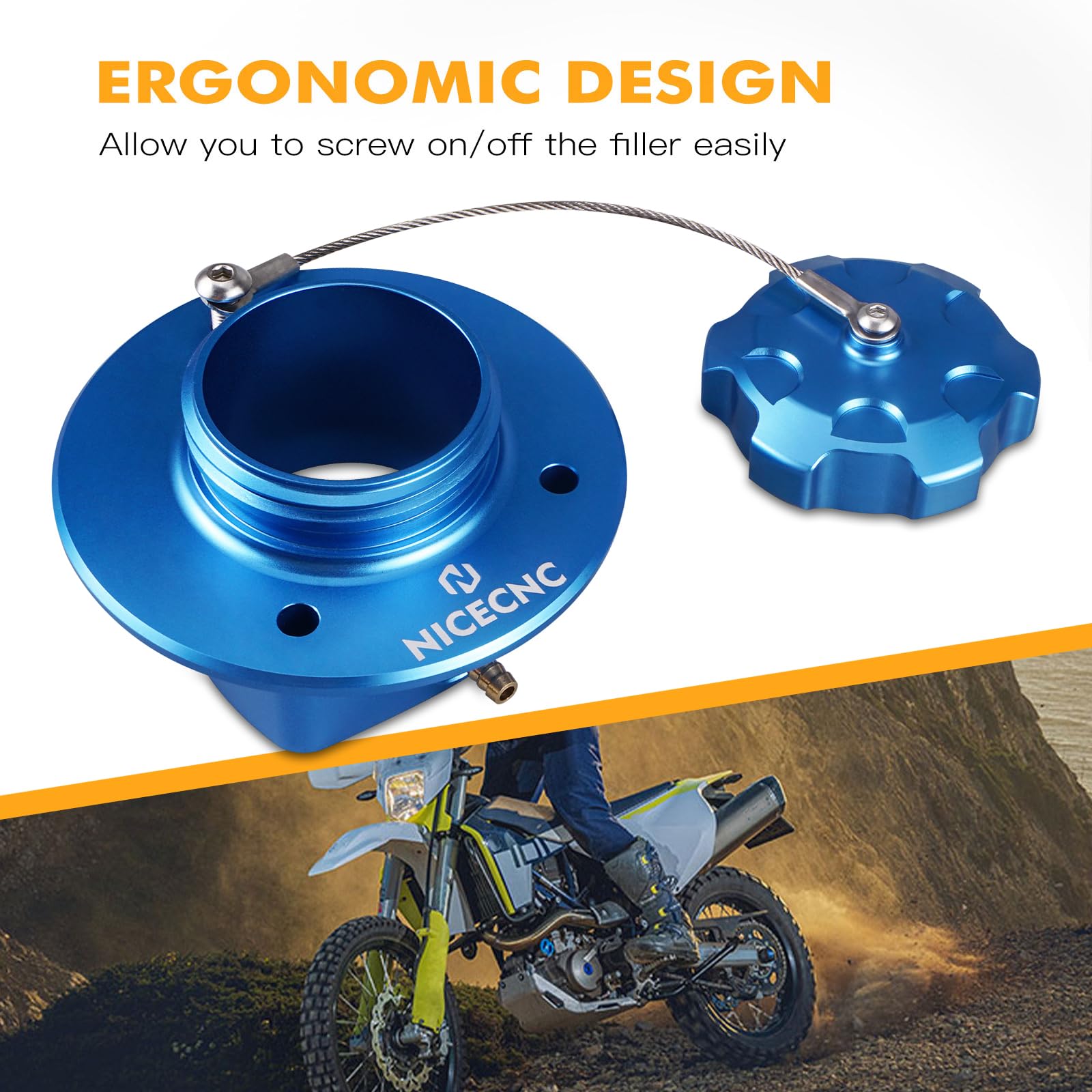 NICECNC Tapa de llenado de Aceite para Tanque de Combustible de Motocicleta, Color Azul, Compatible with GasGas 700 Enduro y Supermoto 2022-2024, llenado de Tanque de Combustible Compatible with