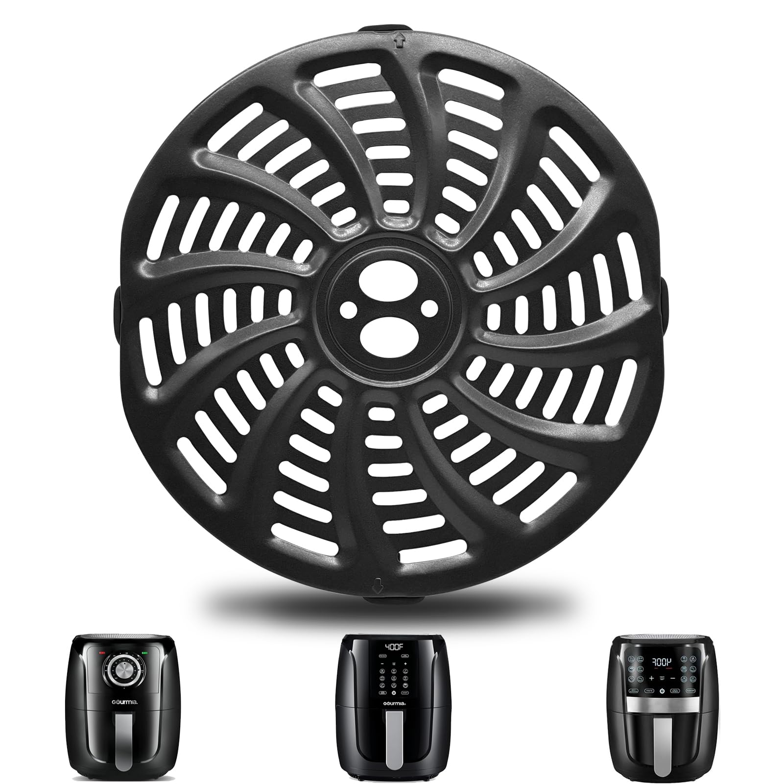 GWY Air Fryer Grill Pan for Gourmia GAF536 GAF556 GAF566 5QT Air Fryer, 8.8''×8.4'' Nonstick Air Fryer Replacement Tray Parts Rack Basket Accessories Grill Plate Crisper Plate with Rubber Bumpers