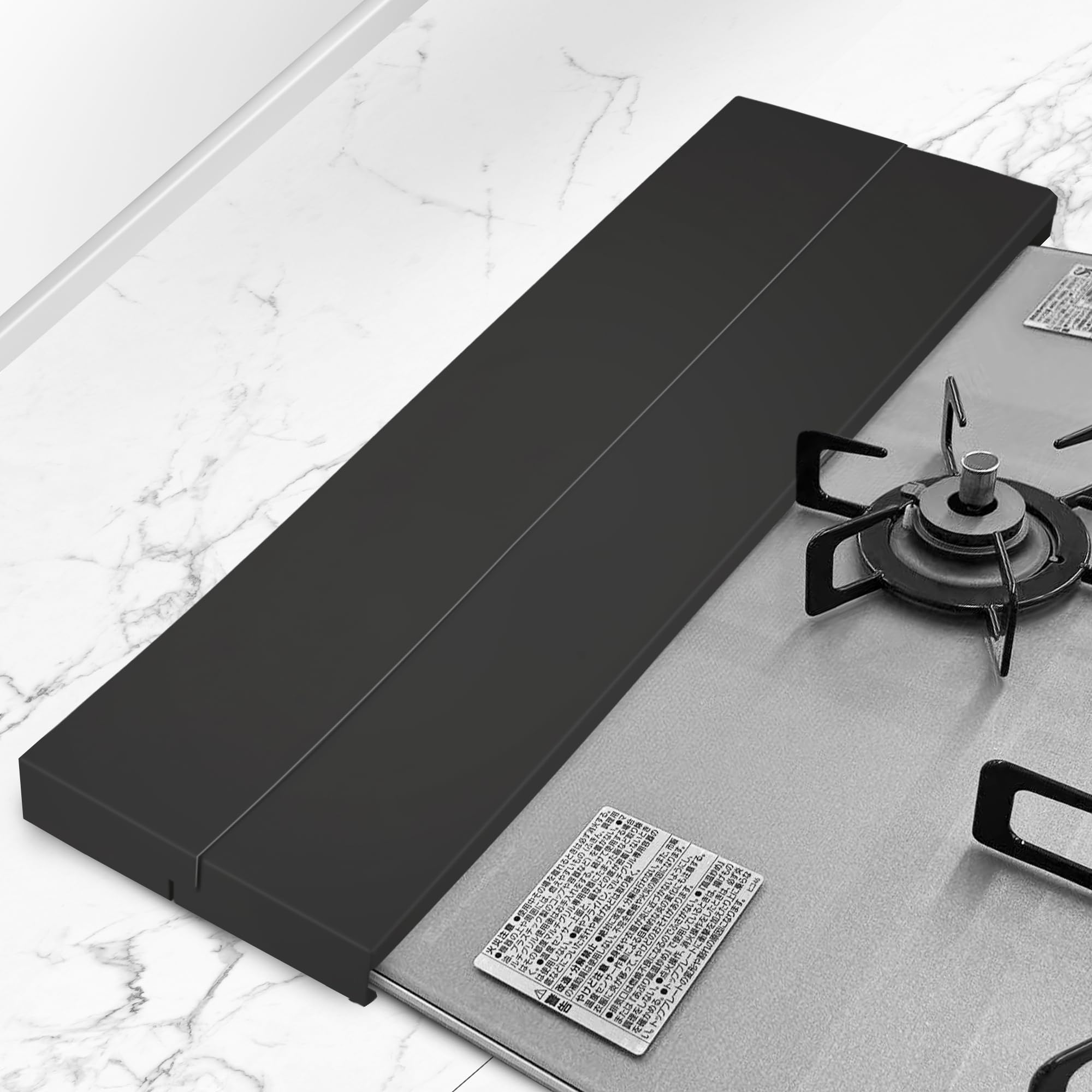 CASEBANK Exhaust Vent Cover, 23.6 inches (60 cm), Depth Extendable, Thin Stove Cover, Gas Stove Cover, Oil Splash Guard, Iron, Load Capacity 44.1 lbs (20 kg), Easy Care, Anti-Slip, Heat Resistant Up