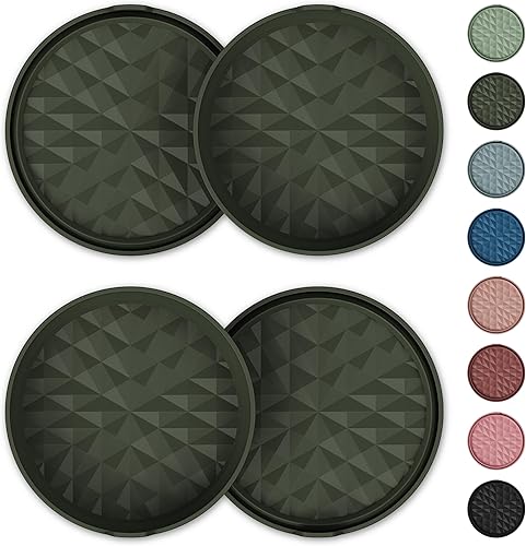 Miniatura 12 de Posavasos de Silicona para Automóvil [Paquete de 4] Alfombrillas Universales Antideslizantes de 2.75 pulgadas, Accesorios Integrados para el Negro