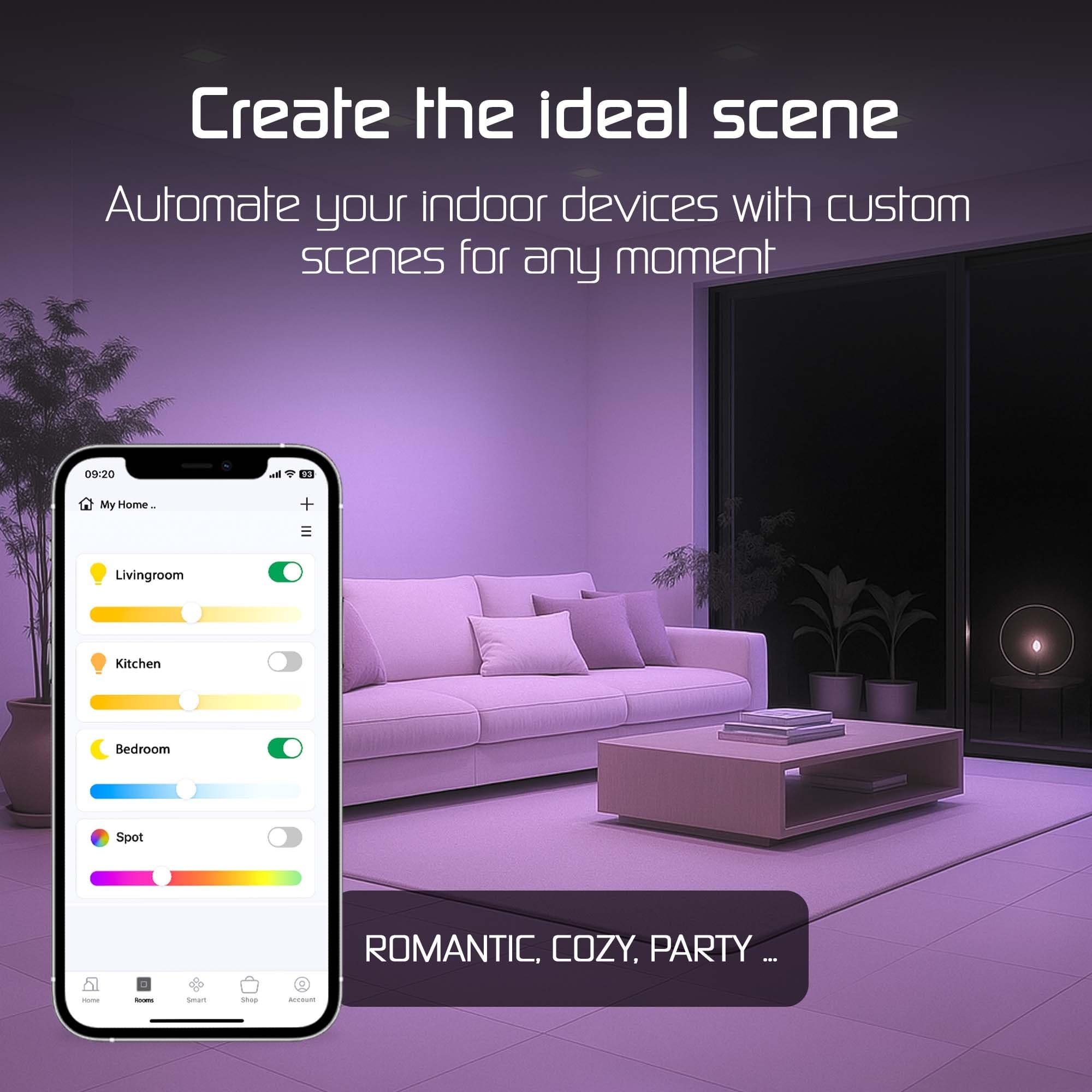 Ledvion 6 piezas foco empotrable LED cuadrado blanco smart 4.9W
