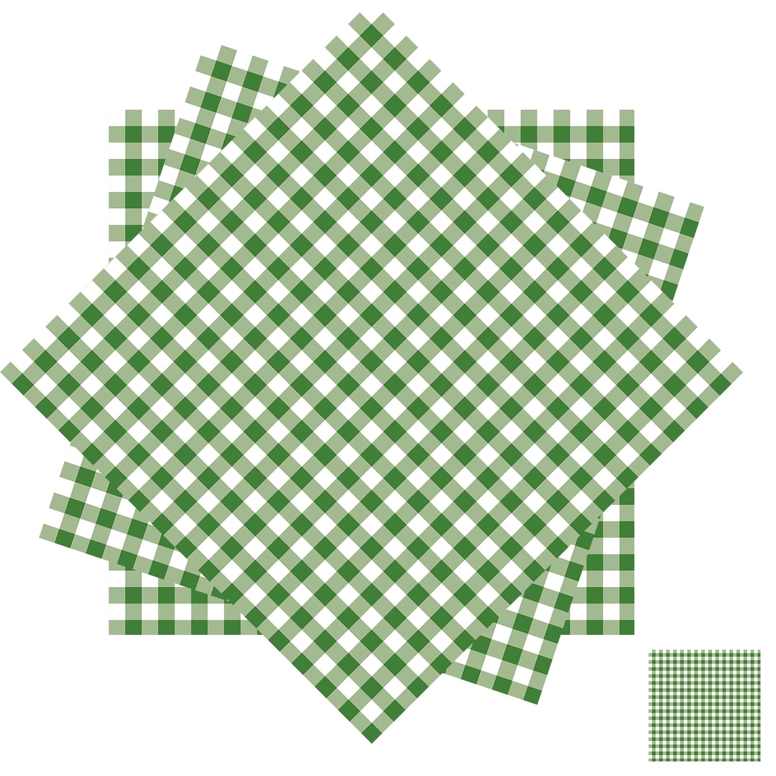 Vectorgolden Green Gingham Paper Napkins, 40 Pcs Sage Green Checked Disposable Party Paper Napkins for Weddings, Birthdays, Baby Showers, Flower Parties, Tea Parties