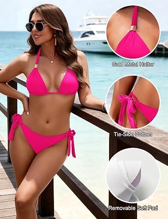 Women Triangle Bikini Set Halter Two Piece Swimsuit