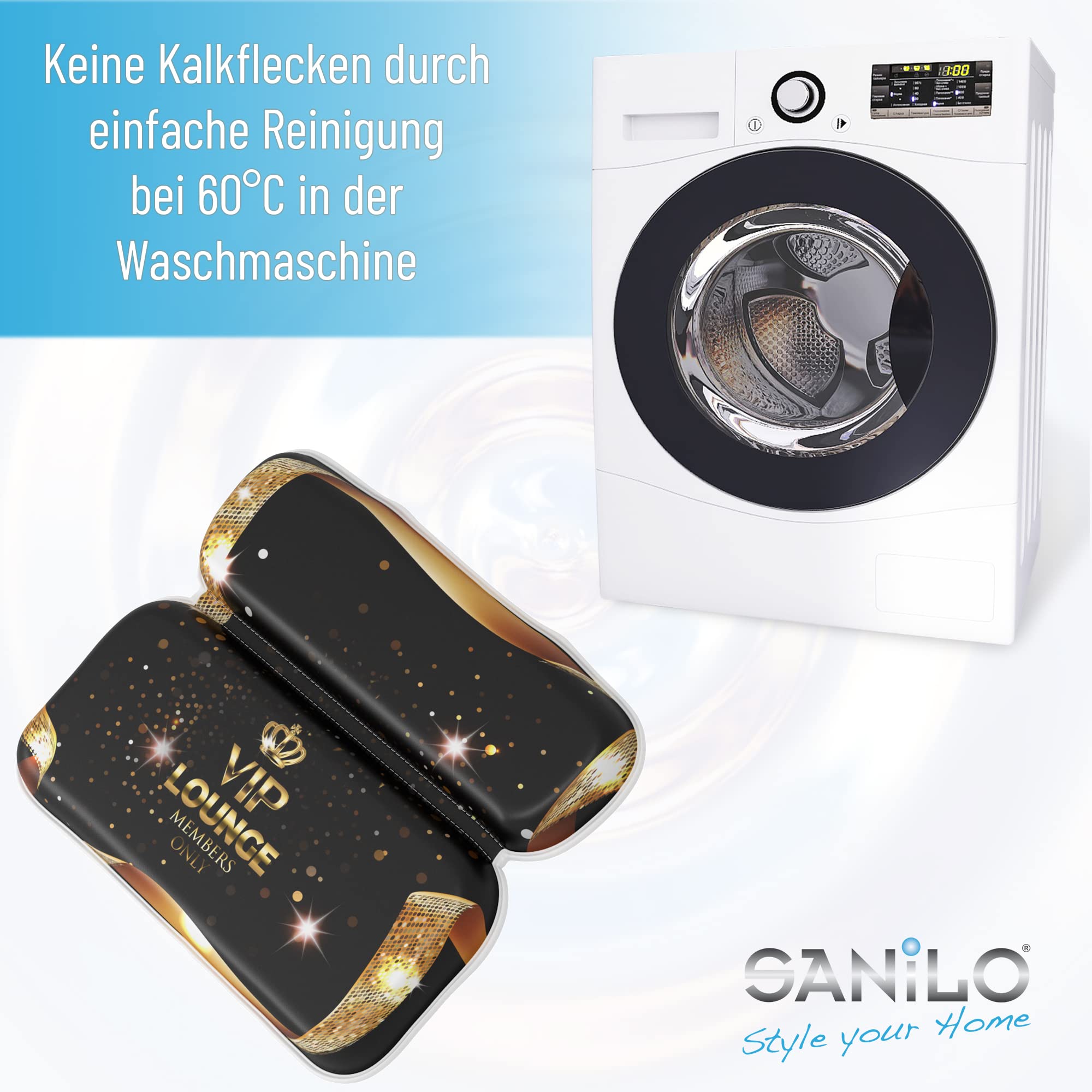 Sanilo Badewannenkissen, viele Bequeme Badekissen mit Motiv, Nackenkissen mit starken Saugnäpfen, waschbar (VIP-Lounge)