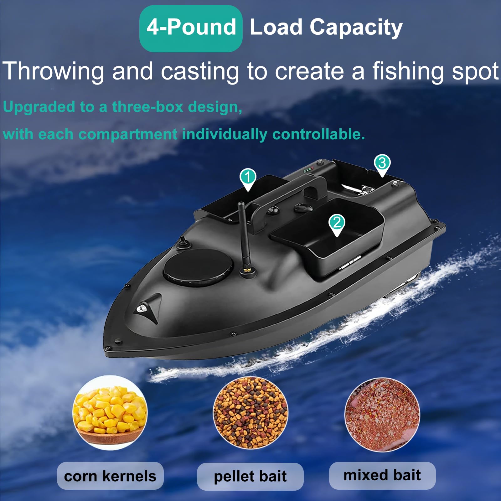 DDongdongqiang Bateau Amorceur GPS 500M avec Télécommande, Intelligent Appâts Pêche Carpe, Grande Capacité Batterie 5200mAh