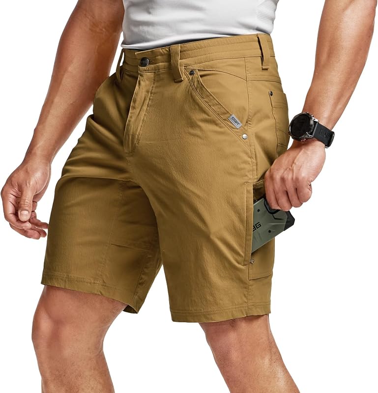 Men's Stretch Utility Shorts, Lightweight Quick Dry Casual Shorts, Hiking Golf Cargo Shorts with Zipper Pockets