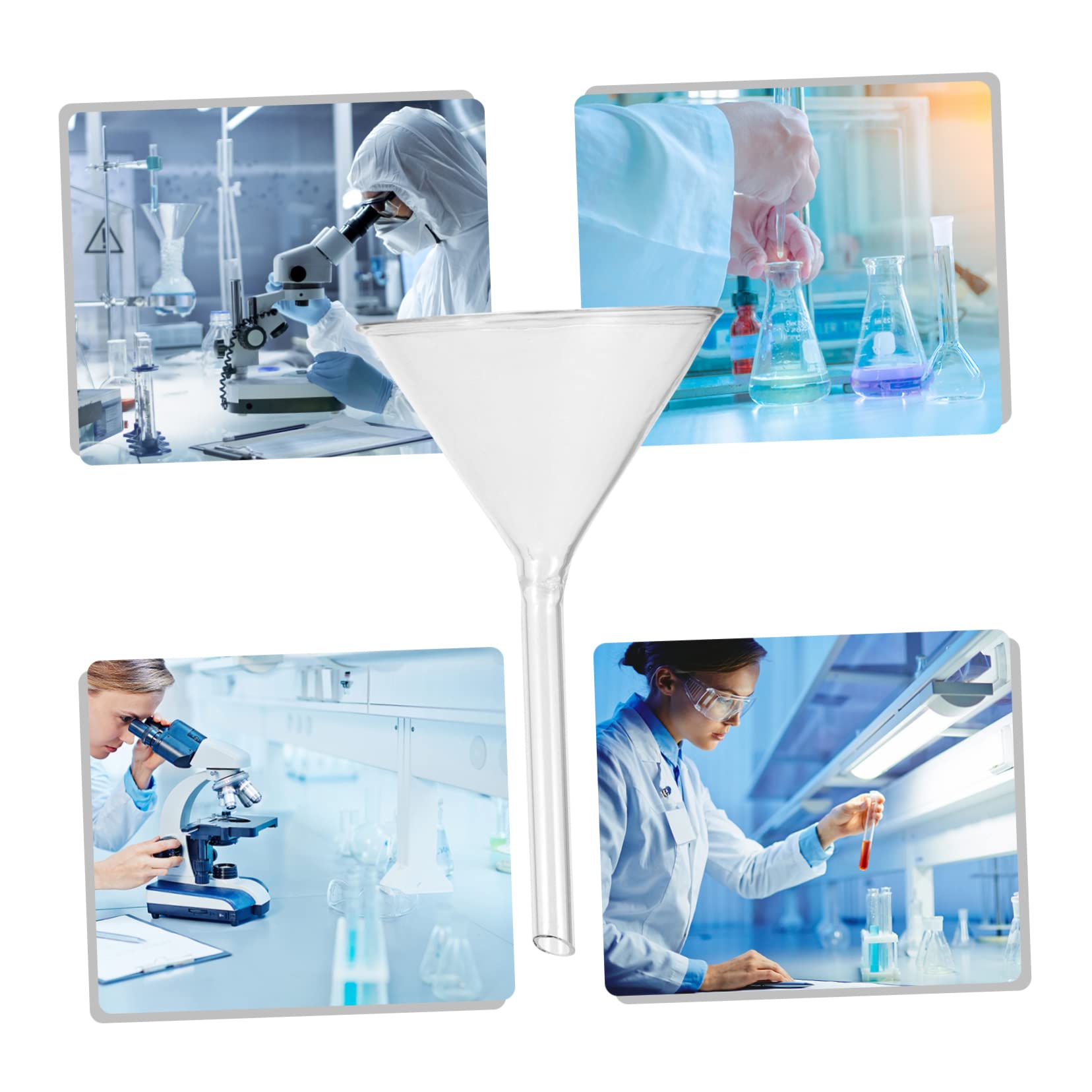 Didiseaon Imbuto in Vetro a Collo Breve, 4 Pezzi, Triangolare, ad Alta Resistenza Termica e Chimica, per Laboratorio e Travaso di Liquidi in Piccole Bottiglie