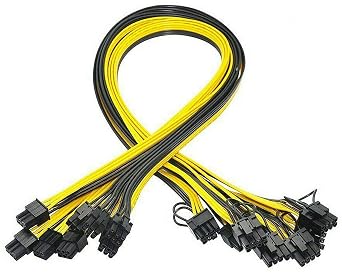 Mustpoint 12x 6 Pin PCI-E to 8 Pin6+2 PCI-E Male to Male GPU Power Cable 50cm Not Include Card