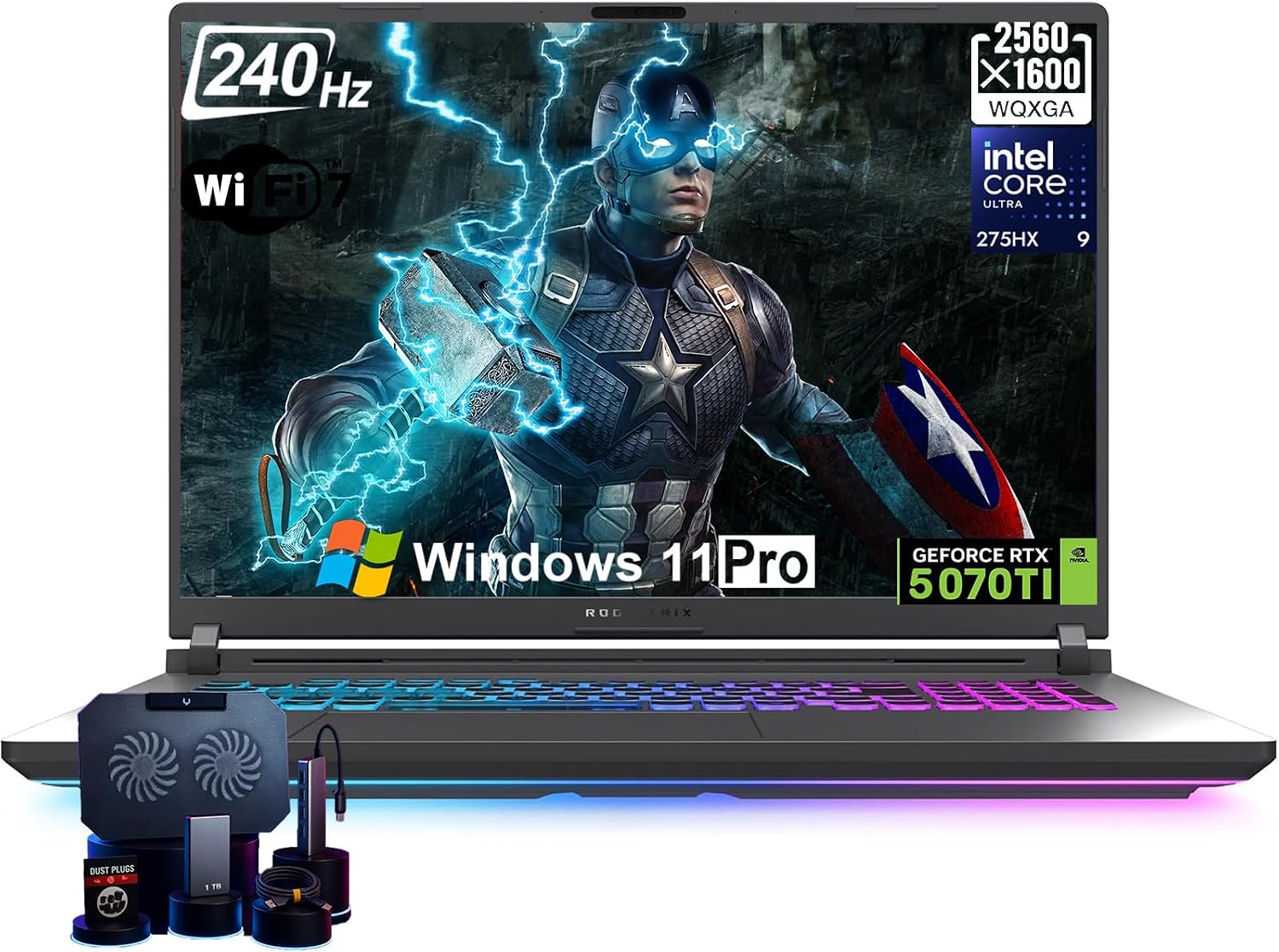 ASUS ROG Strix G18 Gaming Laptop, GeForce RTX 5070 Ti 12GB GDDR7, 18" 2.5K ROG Nebula 240Hz Display, Intel 24-Core Ultra 9 275HX, 64GB DDR5 RAM, 2T SSD, RGB Keyboard, WiFi 7, Win 11 Pro, W/Accessories