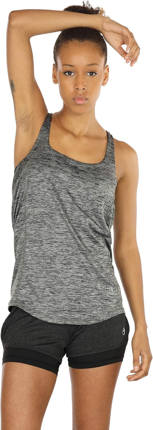 icyzone Workout Tank Tops Built in Bra - Women's Strappy Athletic Yoga Tops, Exercise Running Gym Shirts