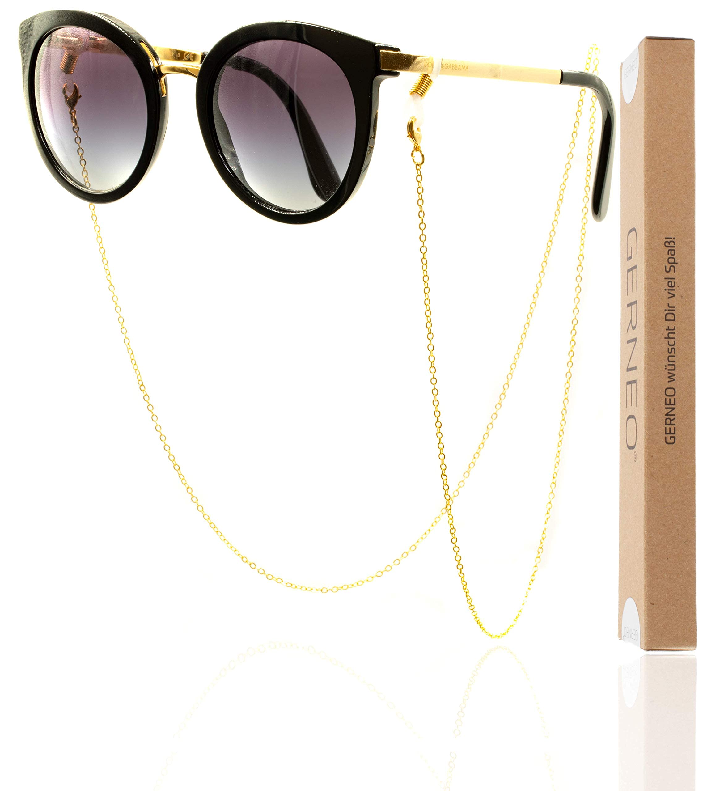 GERNEO Nizza - cadena para gafas resistente a la corrosión - chapada en oro o plata - correa y cadena para gafas de sol y de lectura