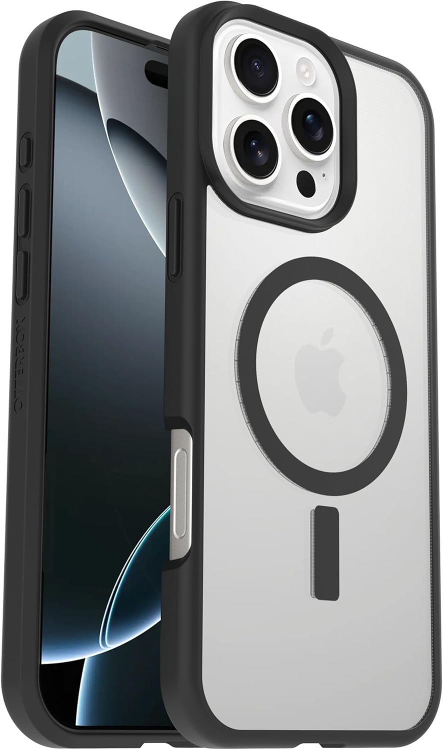 OtterBox React MagSafe iPhone 16 Pro Max Case, Black Crystal - Clear/Black US Military MIL Standard