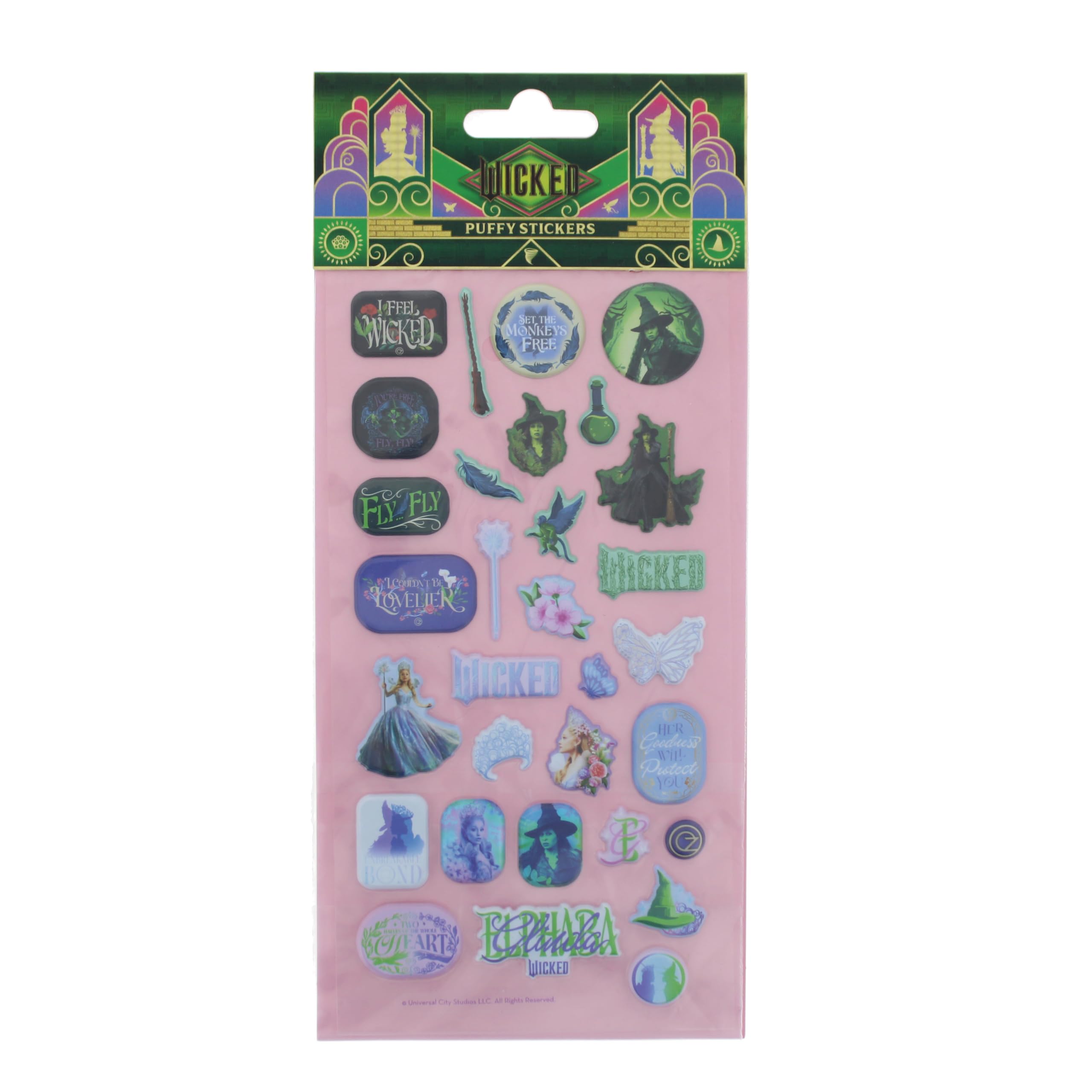 Wicked Stickers Set | 31 Puffy Stickers for Journaling, Scrapbooks & Crafts | Official Wicked Merchandise & Collectibles