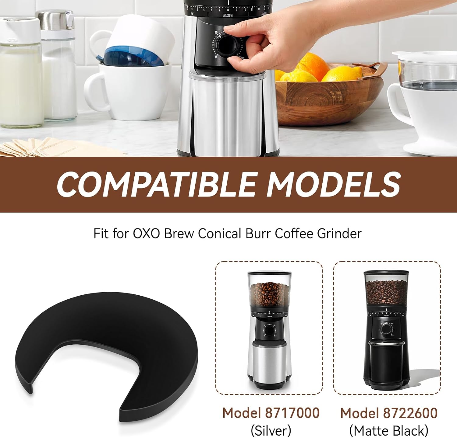 Coffee Grinder Replacement Lid for OXO Brew Conical Burr Coffee Grinders, Container Lid for OXO Burr Coffee Grinder Parts (Black)