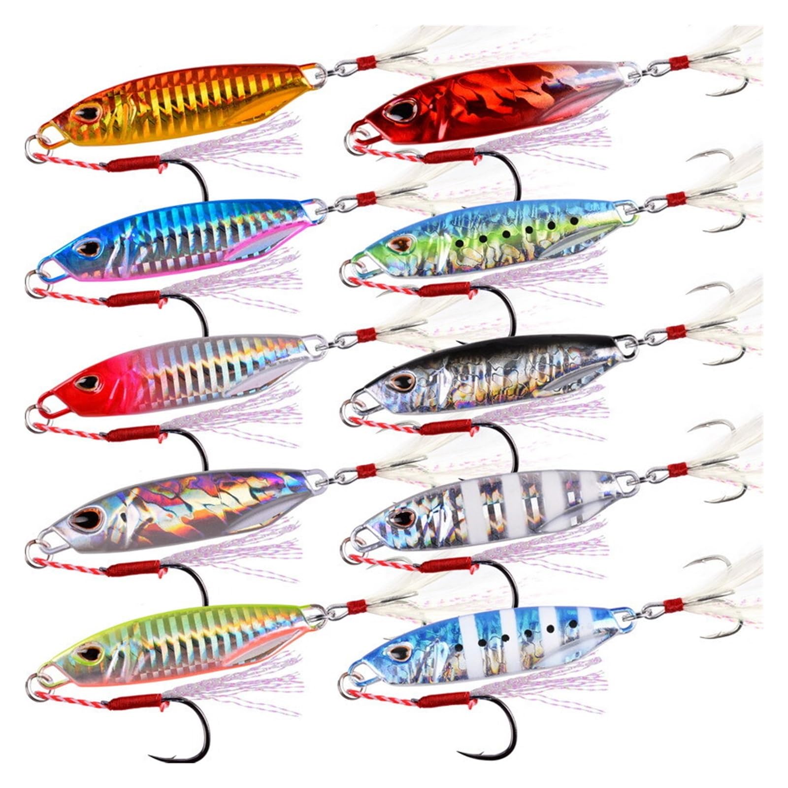 INEOUT 10Pcs Long Cast Metal Bait Spinner Cucchiaio Esche da Pesca in Mare Maschere Pesca alla Trota Esche Dure Affrontare Pesca Maschere Pesce Jigging Set Esca