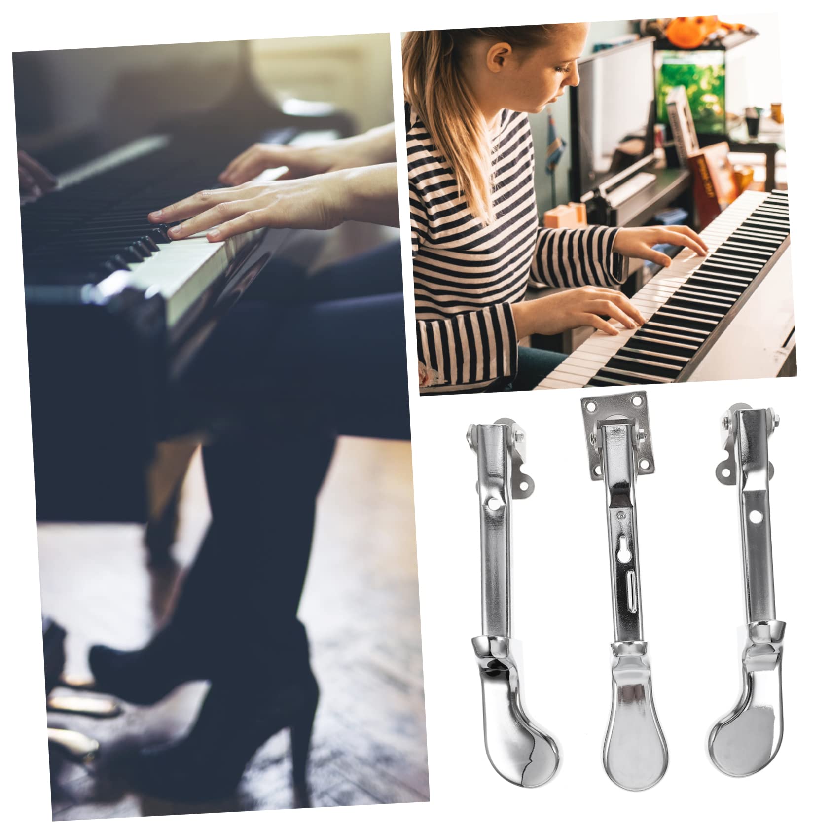 Yardwe Pedali per Pianoforte Verticale in Lega Argento 3 Pezzi Leggeri e Resistenti, Accessori per Pianoforti in Negozi di Musica e Palchi