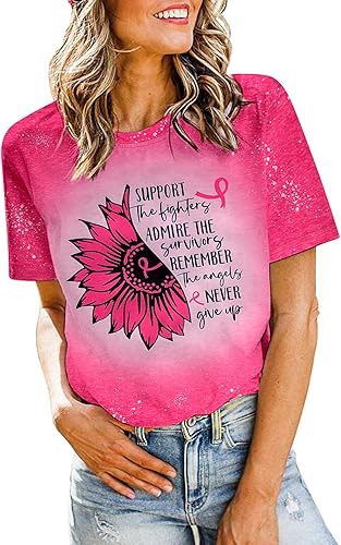 Miniatura 6 de Camisetas de cáncer de mama para mujer, camiseta de cinta rosa para concientización sobre el cáncer de mama, camiseta de apoyo al cáncer, camiseta